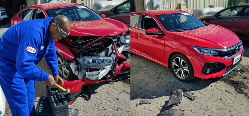 before and after of a car that is invovle in an accident
